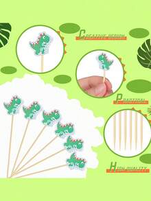 100pcs-Dinosaur Cocktail Picks, Dinosaur Food Skewers Stylish Toothpicks, Adorable Cartoon Animal Fruit Picks Dinosaur Appetizer Bamboo Fruit Skewers For Sandwiches, Cakes, Picnics, Party Supplies Birthdays, Wedding Parties Ideal For Appetizers, Desserts, Tropical Parties, Fruit Party Decorations Dinosaur Birthday Party Lunchbox Picks Sandwiches, Snacks, Dessert Accessories - Multicolor - View 2