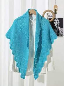 1 chiếc áo len cardigan len dệt kim hình tam giác rỗng màu trơn cỡ lớn dành cho nữ, giữ ấm cổ, đa năng, làm từ cashmere giả, mùa thu/đông - Nhiều màu - Xem 10