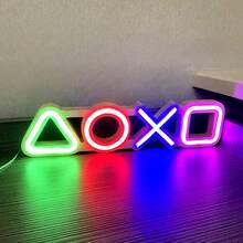 1 pieza Señal de neón creativa 3D de controlador de juego geométrico, arte de neón de madera LED, adecuado para sala de juegos, bar, sala de computadoras, tienda, decoración de pared multifuncional con control de interruptor, alimentado por USB, material de plástico, excelente para dormitorio, área de juegos, regalo de cumpleaños - Blanco - Ver 7