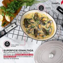 Olla de Hierro Fundido Esmaltado para Horno y Estufa Horno Holandés Capacidad 7 Litros Dutch Oven Taupe 35 cm - Gris pardo - Ver 4