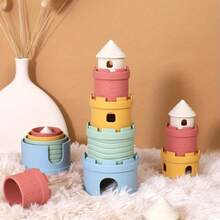 1 Infant And Toddler Silicone Block Set - Sensory Stacking Toys For Color Recognition, Teething, Montessori Early Learning - 珊瑚橙 - 查看 6