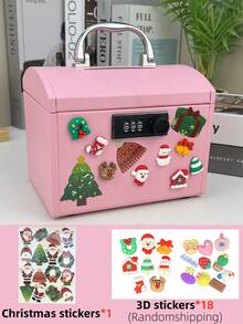 1pc Electronic Lock Safe Box With Password, Size: 7 X 5.5 X 5.1 Inches, Can Be Used As Cash Box For Convenient Saving, 3 Color Options, Fun Gift, Password Gift Box, Comes With 3D Stickers, Safe Budget And Saving Solution - Multicolor - View 12