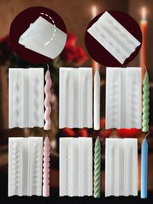 5 件套硅胶模具套装，适用于长蜡烛、雏菊、玫瑰、铃兰、郁金香和雪花浮雕蜡烛棒、DIY 家居装饰、书桌、卧室、门厅装饰品 - 白色 - 查看 10