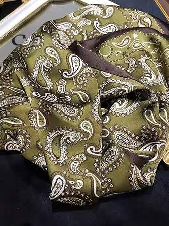 1ชิ้นผ้าพันคอลายเสือดาวหรูหรา, ผ้าพันคอไหมเทียมสำหรับผู้หญิง, ผ้าเช็ดหน้าตกแต่งอเนกประสงค์ลำลอง