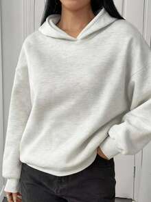 Minimalist Design Women Loose Fit Long Sleeve Pullover Sweatshirt, Suitable For Autumn, Winter, Spring, Casual Wear, Halloween Costume, Gray Sweatshirt, Fashion