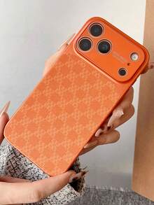 奢华双色棋盘格纹手机壳，兼容 17 Pro Max、17 Pro、17、16 Pro Max、16 Pro、16、16、16、15 Pro Max、15 Pro、15、15、14 Pro Max、14 Pro、14、13 Pro Max，防震镜头保护 - 橘色 - 查看 4