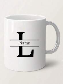1pc, 11oz Personalized Letter Name Custom Coffee Mug - Designed Customized Cup, Ceramic Mug, Unique Novelty Mug, White Tea Cup, Personalized Letter Name Custom Coffee Mug - Designed Customized Cup, Summer & Winter Drinkware, Birthday Gift, Family Gathering Gift, Holiday Gift, Mildew Resistant, Reusable, Elegant, Cute, Modern