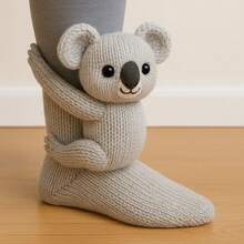 Animal Socks Women Funny Animal Hug Sock Hand Crocheted Warm Socks Long Stocking Stuffers Sock - #03 - 查看 2