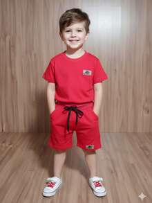 Conjunto Infantil Camisa e Bermuda Canelada Malha Waffle - Estilo Mauricinho