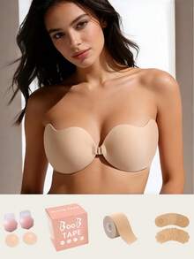 New Invisible Push-Up Bra, Backless Strapless Seamless Front Closure Bra, Women Silicone Self-Adhesive Material, Beach Essential, Beach Accessories, Pool Floats, Beach Essentials - Skin Color Bra Patch - View 19