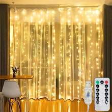 6M 600LED USB Fairy Curtain Lights LED String Lights 8 Lighting Modes Remote Control Wall Twinkle Lights For Birthday Wedding Decor - USB Curtain Light String - View 2