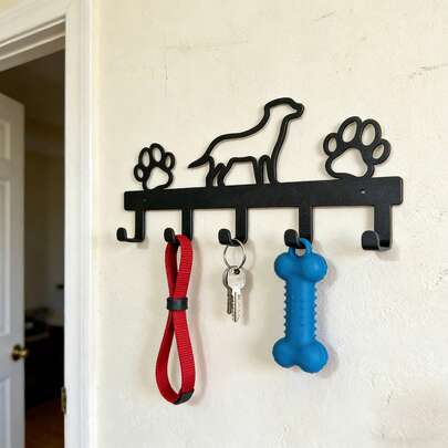 5钩铁爪形宠物狗牵引绳挂钩，多功能壁挂式收纳架，节省空间整理架，送给爱狗人士的礼物