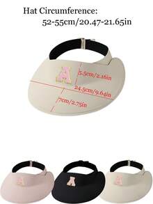 1顶春夏儿童尼龙透气遮阳帽，3色套装，含26个自粘刺绣字母贴纸，可调节户外防晒帽，DIY字母装饰时尚无帽檐帽，夏季降温帽 - 粉紅色(字母) - 查看 6