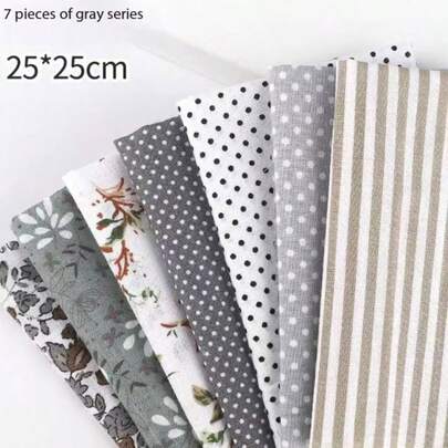 7pcs/Set Cotton Printed Fabric Patch Set, Includes Pre-Cut Fabric Pieces For Quilting, Sewing, And DIY Patchwork Crafts