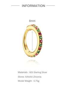 EleRunis 1PC 925 Sterling Silver Water Drop Tree Flat Back Cartilage Helix Piercing Fine Jewelry For Daily Wear Wedding Party Engagement Anniversary Valentine's Day - Gold - View 14