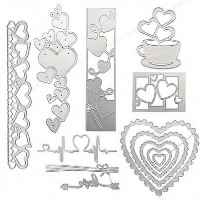 1 pezzo Fustella a forma di cuore in metallo, adatta per la realizzazione di biglietti, decorazioni per San Valentino, album scrapbooking fai-da-te, forniture per artigianato matrimoniale