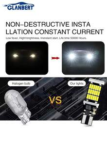 GLANBERT 2pcs High Quality T10 W5W Super Bright Car Interior Reading Lamp Roof Lamp Outline Lamp 168 194 LED Car Wedge Parking Light Bulb (White) - A - View 8