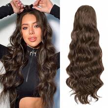 Extensión de cola de caballo ondulada y rizada para cola de caballo con cordón, extensiones de cabello para cola de caballo de 18/26/30 pulgadas de largo, extensiones de cabello sintético de cola de caballo postizo de color negro natural - Multicolor - Ver 12