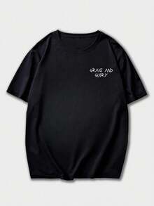 Zrgoth K-GLORY Men's Casual Street Minimalist Natural Landscape Print Short Sleeve T-Shirt - Black - View 5