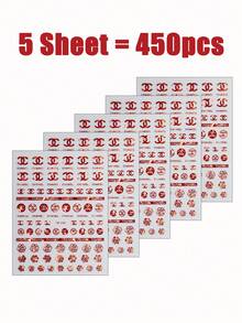 这款时尚的10张美甲贴纸套装采用奢华的欧美风格设计，是情人节礼物、字母美甲贴纸、自粘美甲贴纸、美甲装饰贴纸等女性美甲用品的理想之选（1张=90张贴纸）。 - 彩色 - 查看 7