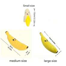 1pc Plush Banana Shaped Dog Chew Toy - Suitable For Small, Medium And Large Dogs, Interactive Teething Toy - Helps Relieve Pet Anxiety, Soft Polyester Material, No Battery Required - Yellow - View 2