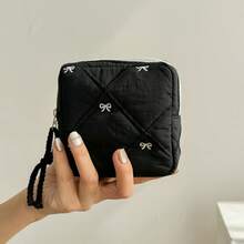 1 حقيبة مكياج مربعة صغيرة، حقيبة مربعة صغيرة ناعمة وفضفاضة مبطنة بشكل فراشة، حقيبة مستحضرات تجميل صغيرة، حقيبة فوط صحية/مجوهرات/محفظة نقود، منظم محمول للسفر، حقيبة تخزين متعددة الأغراض للضروريات اليومية - متعدد الألوان - مشاهدة 12