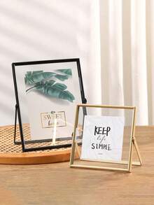 金属框架亚克力悬浮相框，现代装饰相框，可放置于门厅、客厅、卧室、书房、宿舍、桌面展示，黑色或金色可选，生日、毕业、婚礼礼物，复古装饰，房间装饰 - 柚木 - 查看 16