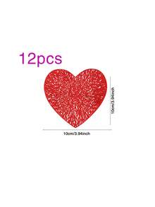 6/12pcs Heart Shaped Coasters, Suitable For Valentine's Day, Wedding, Party, Tabletop Decoration, Coffee Cup Mat, Thanksgiving, Easter, Christmas - Multicolor - View 11