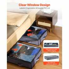 Under Bed Storage With Clear Lids, 39.2 X 19.7 X 7.1 Inch, 90L Large Underbed Clothes Storage Containers, Low Profile Under Bed Drawer Shoe Organizer Bins Box For Blanket Shoe Bedroom, 4 Pack - 39.2 x 19.7 x 7.1 Inch - 查看 5
