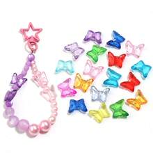 100颗/包 亚克力蝴蝶 15X13mm 彩色梦幻透明孔蝴蝶形珠子 适用于手链项链手机链隔珠吊坠首饰DIY工艺品材料 - 蝴蝶珠 - 查看 2