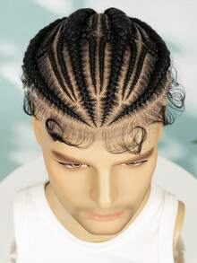 Men's High Street Braided Wig - Hip Hop Dreadlocks Hairstyle Hairpiece For Fashion Streetwear - 黑色 - 查看 6