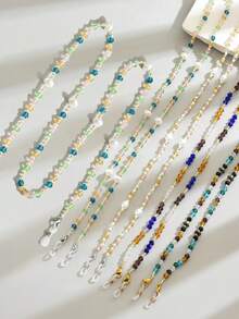 1pc Women's Colorful Beaded Eyeglasses Chain, Unique Accessory - Multicolor - View 1