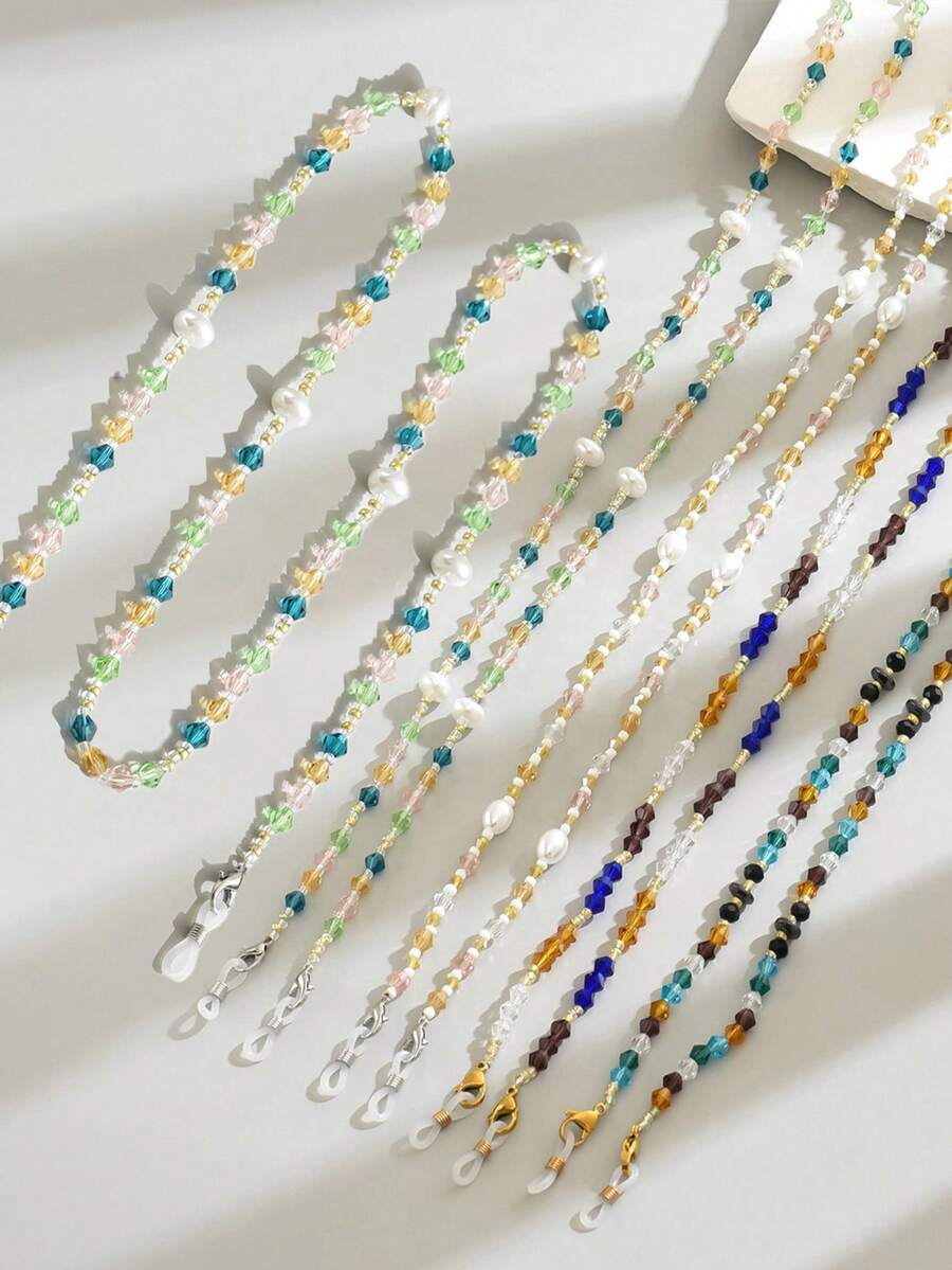 1pc Women's Colorful Beaded Eyeglasses Chain, Unique Accessory - Multicolor - View 1