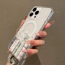Soft Girl Magnetic Case For IPhone11/12/13/14/15/16/17/Promax, Floral Bookshelf Lightweight, Drop-Proof, MagSafe Compatible | Perfect For Teen GirlsYOUR-BELOVED-PHONE Christmas Gifts Christmas Gifts,New Year Gifts,Valentine's Day Gifts - 透明的 - 查看 4