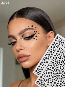 8pcs/5pcs/3pcs/2pcs/1pc 3mm/4mm/5mm/6mm Multi-Size Geometric Self-Adhesive Rhinestone Stickers, Mysterious Black Crystal Simulated Jewelry Diamonds For DIY Crafts And Art Projects, Carnival, Valentine's Day, Halloween, Christmas, Mother's Day, Party, Music Festival, Face And Nail Decoration - Black - View 12