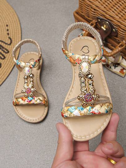 New Princess Shoes For Girls, Children Sandals, Soft Bottom Toddler Shoes, Beaded Versatile Comfortable, Big Kids Plus Size
