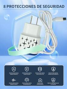 6 piezas Cargador Usb 2 Puertos Adaptador Clavija Enchufe Cubo De Carga Rápida De Usb Con Cargadores, 2 puertos USB, cable integrado de 1M con coneecion Micro para celular,Cargador de viaje para celular y quipos electrnicos, 3.1A. - 6 piezas - Ver 9