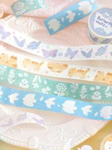 1 Roll Japanese Style Fresh Washi Tape, Spring Narrative Series, Suitable For Gifts, Office, Home, Marking, Labeling, Classroom, Entertainment Toys, Student Planner, Creative Vintage Decoration Stickers - Multicolor - View 1