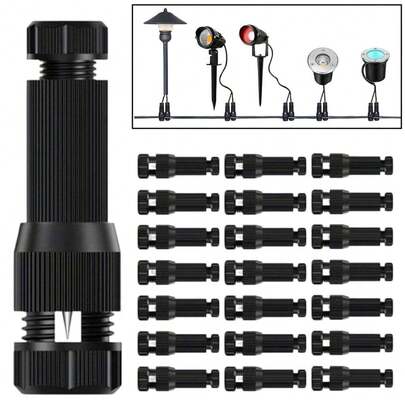 22pcs Landscape Lighting Path Lights Connected With Low Voltage Quick-Lock Connectors For 112-20 Gauge Cables, Suitable For Outdoor Lighting