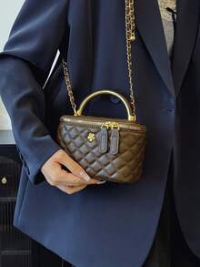 Solid Color Fashionable High-End Versatile Women Handbag & Shoulder Bag - Coffee - View 4