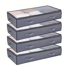 Under Bed Storage With Clear Lids, 39.2 X 19.7 X 7.1 Inch, 90L Large Underbed Clothes Storage Containers, Low Profile Under Bed Drawer Shoe Organizer Bins Box For Blanket Shoe Bedroom, 4 Pack - 39.2 x 19.7 x 7.1 Inch - 查看 8