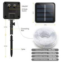 39ft 100 LED Solar String Lights, Waterproof IP65 Outdoor Solar Powered Lights For Party, Garden, Patio, Home, Wedding, Christmas, Halloween Holiday Tree Decor Lighting - Blue Light - View 5