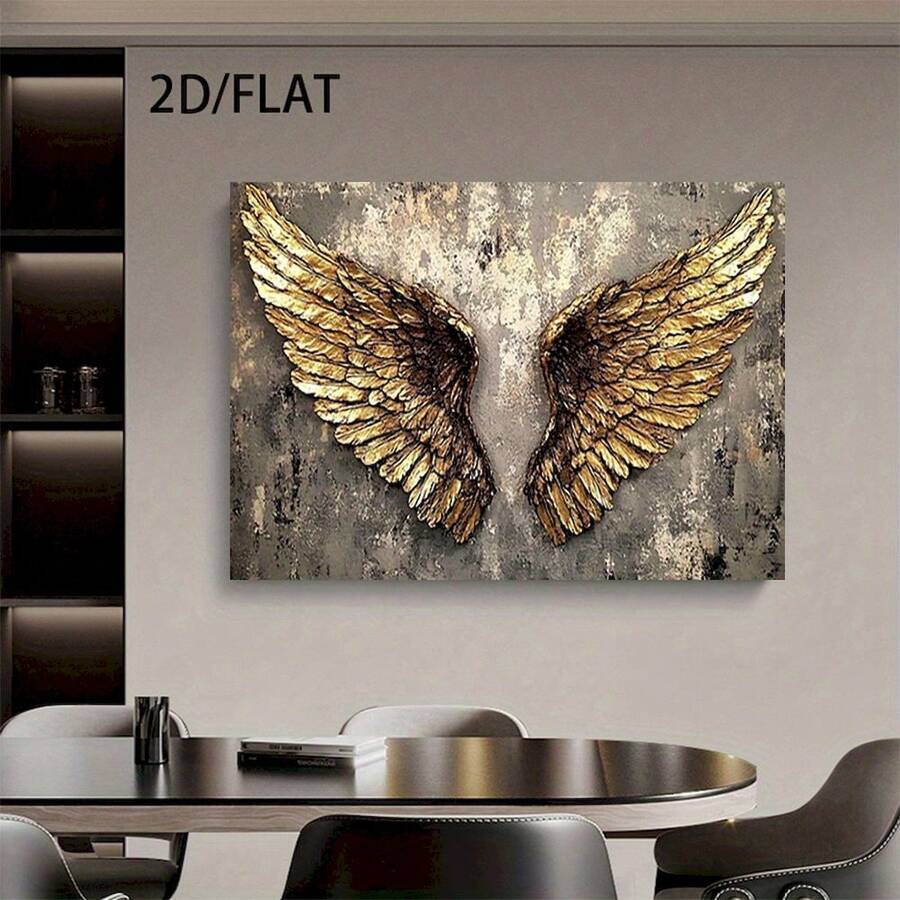 1Pc 2D/Flat Largesized Framed Canvas Wall Posters Decor Painting-12x18in(30x45cm) Four Sizes Available Golden Wings With Vintage Texture Earthy Tones Accentuate Muted Distressed Canvas Background Can Be Hung Directly New Year's Eve/New Year Celebrations Christian Gifts Valentine's Day Gifts Christmas Gifts Home Decor Living Room Bedroom Office Decor Interior Design Christmas Decrotions - Vàng - Xem 1
