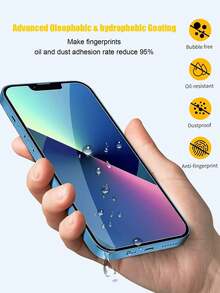 Bộ 2 miếng dán màn hình cường lực độ phân giải cao, độ cứng 9H, hiển thị hình ảnh sắc nét 1:1, chống trầy xước, chống vỡ, bền bỉ, tương thích với iPhone 16/16 Pro/15/15 Pro Max/13/14 Pro Max/17/8plus/11/12/Xr/X/XS/17/17 Air/17 Pro/17 Pro Max/17e Series - Trong sáng - Xem 4