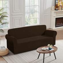 AMOROSA 3 Piezas Fundas Elásticas para Sillones Sala(1 plaza,2 plazas,3 plazas)Cubre Sillones para Sala,Cubiertas para Sillón Antideslizante y Resistente Lavable Fácil de Instalar Suave al Tacto y Resistente a la Suciedad Ideal para Salones Dormitorios Oficinas-Cafe - Café integral - Ver 7