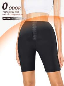 1pc Women's High Waist Sauna Exercise Compression Shorts, Non-Slip Fitted Sports Shorts, Outdoor Fitness High Waist Coated Shapewear Pants With Adjustable Waistband, Sweat-Wicking, 5" Inseam, 2025 Summer New, Promotes Calorie Burn, Sculpts Thighs, Suitable For Fitness And Yoga, Hot Sauna Gym Accessory, Waist Trainer For Weight Loss