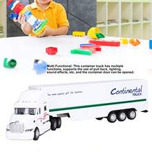 Tissting Juguete de camión contenedor a Escala 1/48 Modelo de vehículo de Transporte simulado de aleación con Efecto de Sonido y luz para niños Adorno de Escritorio - como en la foto - Ver 3
