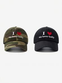 1pc 2025 New Heart & Letter Embroidered Camouflage Snapback Cap, Unisex Casual Soft Top Baseball Hat - Multicolor - View 2