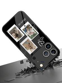 1pc Customized Anniversary Date, DIY Upload 3 Photos, Heart Pattern Liquid TPU Full Edge + Tempered Glass Shockproof Anti-Scratch Phone Case Compatible With Apple 17 Pro Max/16 Pro Max/15 Pro/14 Plus/13 Pro/12 Pro Max/11/Xs Max/8/7/6 Plus, S24 Ultra/S25 Ultra, Redmi/ Phones