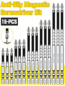 15pcs K5 Anti-Slip Impact-Resistant Threaded Bits Set, Magnetic Screwdriver Bits, Steel Magnetic Anti-Shock Batch Head, Anti-Slip Screwdriver Bits, Hex Shank Cross Drill Bits Screwdriver, Strong Magnetic Tip Screwdriver